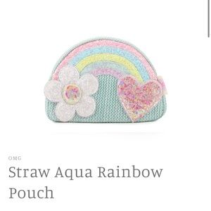 Miss Gwen’s Straw Aqua Glittery Rainbow Kids Pouch